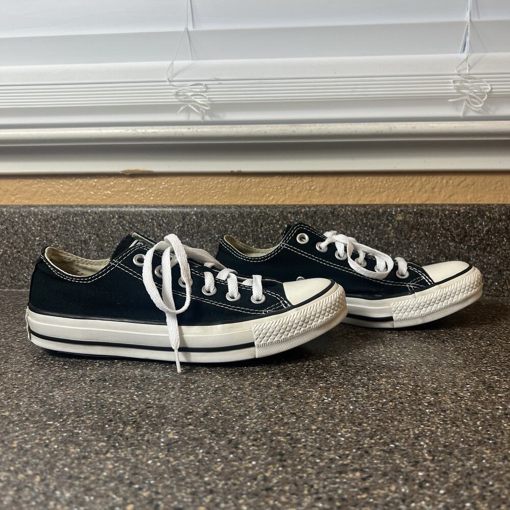 Converse All Star Low Top Womens Sz 7 Classic Black Canvas Sneaker Skate Lace Up - Picture 4 of 12